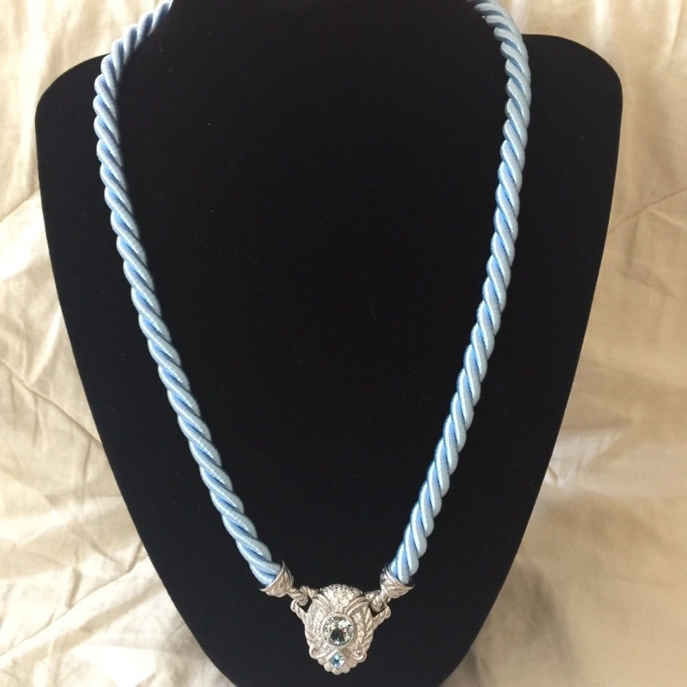 JUDITH RIPKA Blue Topaz Necklace Cord SS Brand New